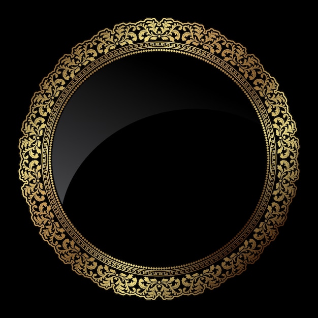 メタリックゴールドカラーの装飾円形フレーム