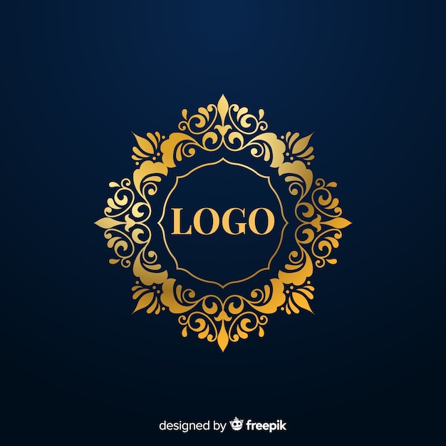 Vettore gratuito elegante logo ornamentale dorato