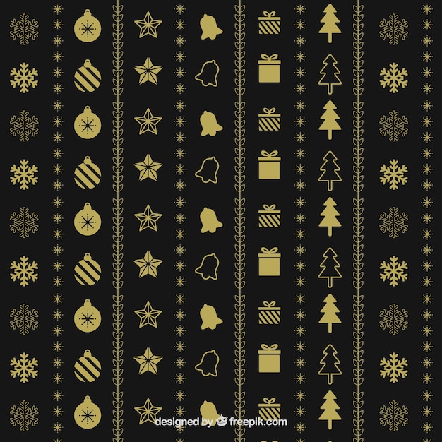 クリスマスアイテムのエレガントな黄金パターン