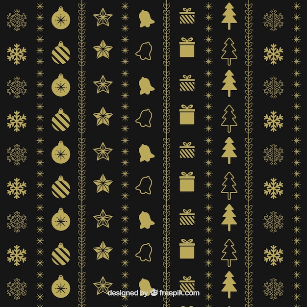 Elegant golden pattern of christmas items