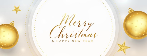 Elegant golden realistic merry christmas and new year banner