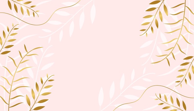 Free vector elegant golden and white leaves pattern in pastel color background