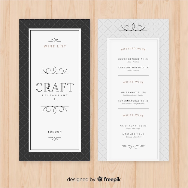 Free vector elegant gourmet restaurant menu template