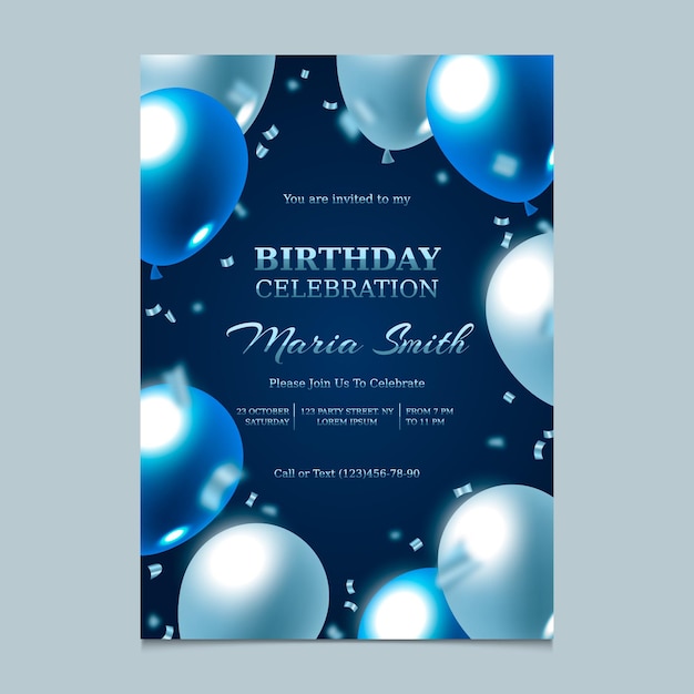 Бесплатное векторное изображение Элегантное градиентное приглашение на день рождения