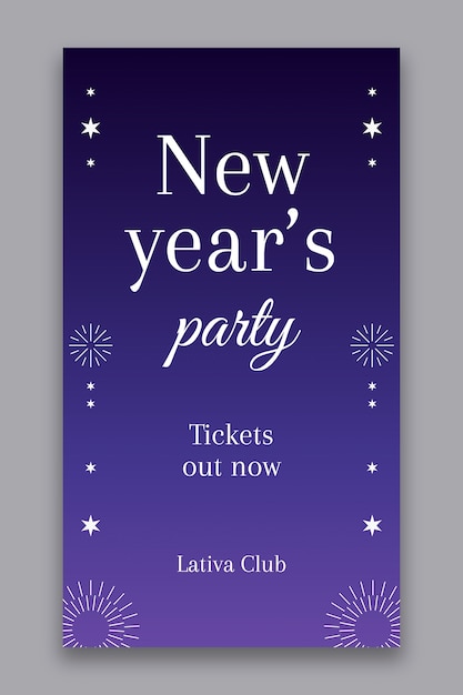 Free vector elegant gradient new year's eve party instagram story