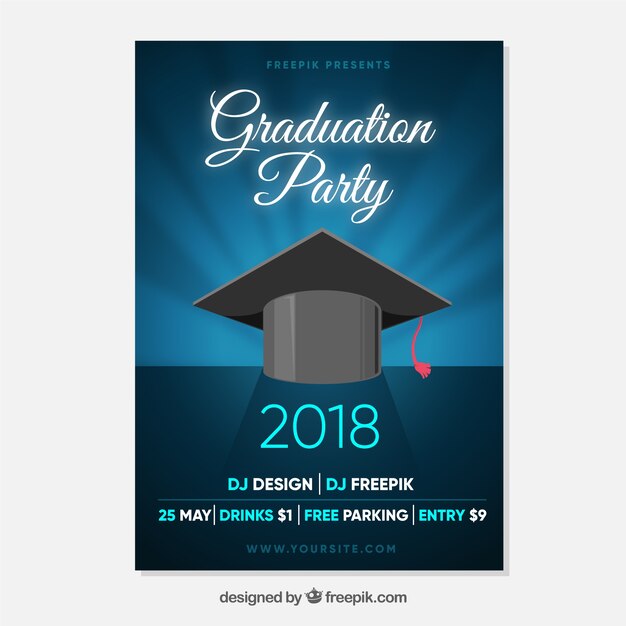 Free Vector | Classic graduation invitation template with flat design