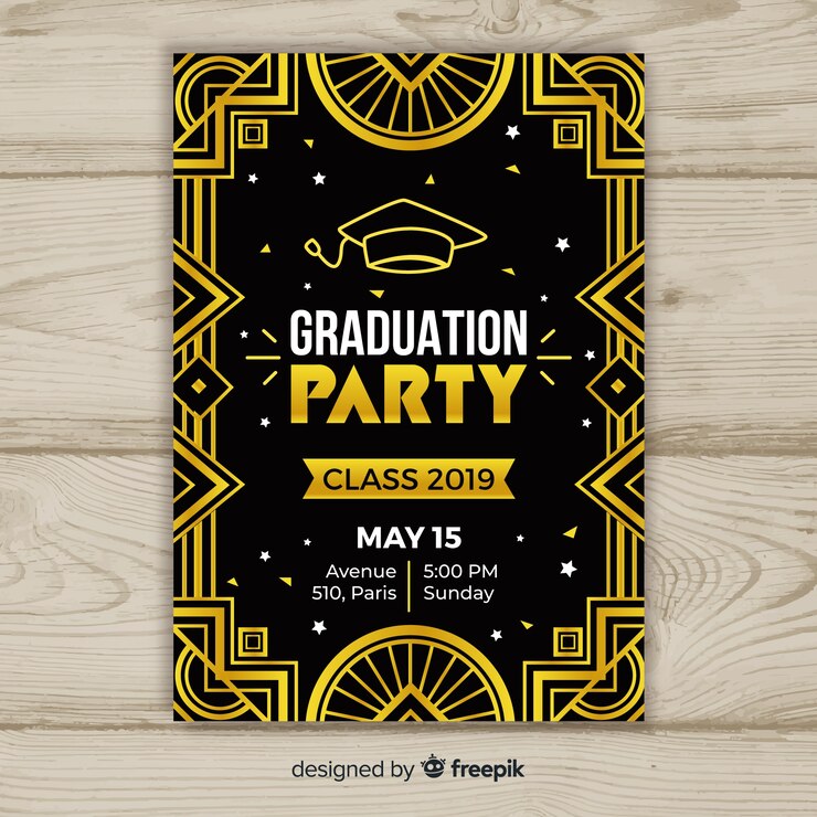 Free Vector elegant graduation invitation template flat design