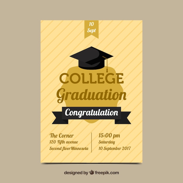 Free vector elegant graduation party flyer in vintage style