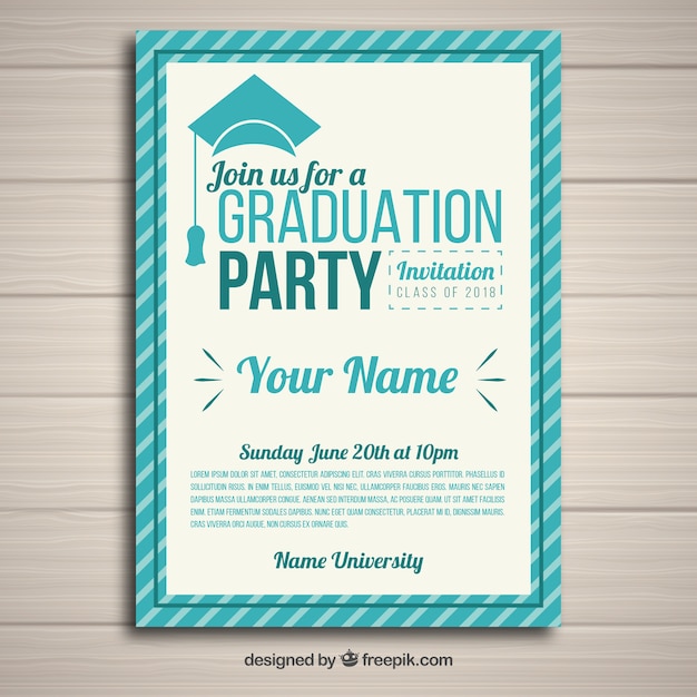 Free vector elegant graduation party invitation template with flat design