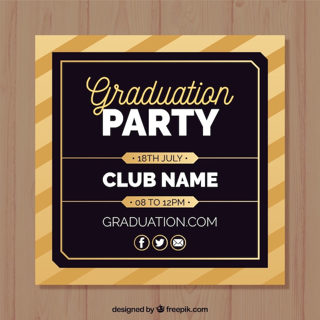 Elegant graduation party invitation template with flat design