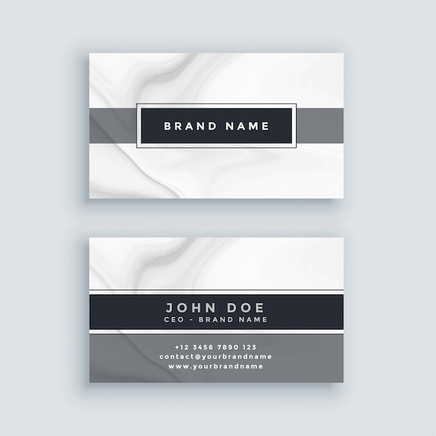 Free vector elegant gray business card template with marble backdrop