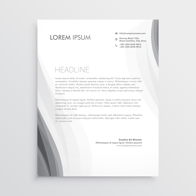 Elegant gray wave letterhead