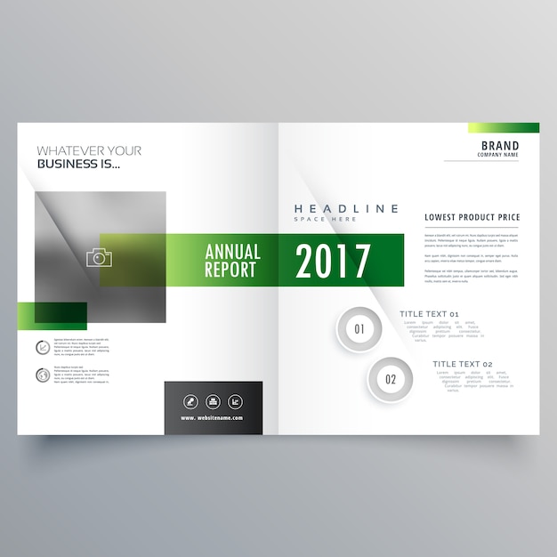 Free vector elegant green bi fold brochure or magazine cover page design template