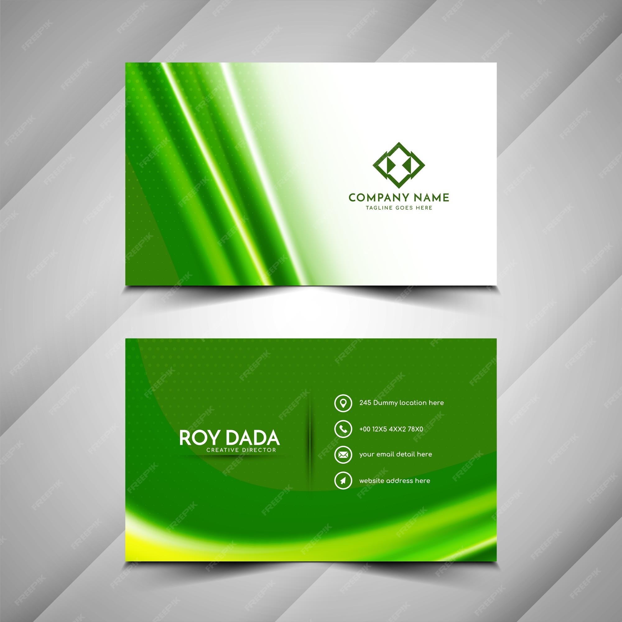Free Vector | Elegant green color wave style business card template