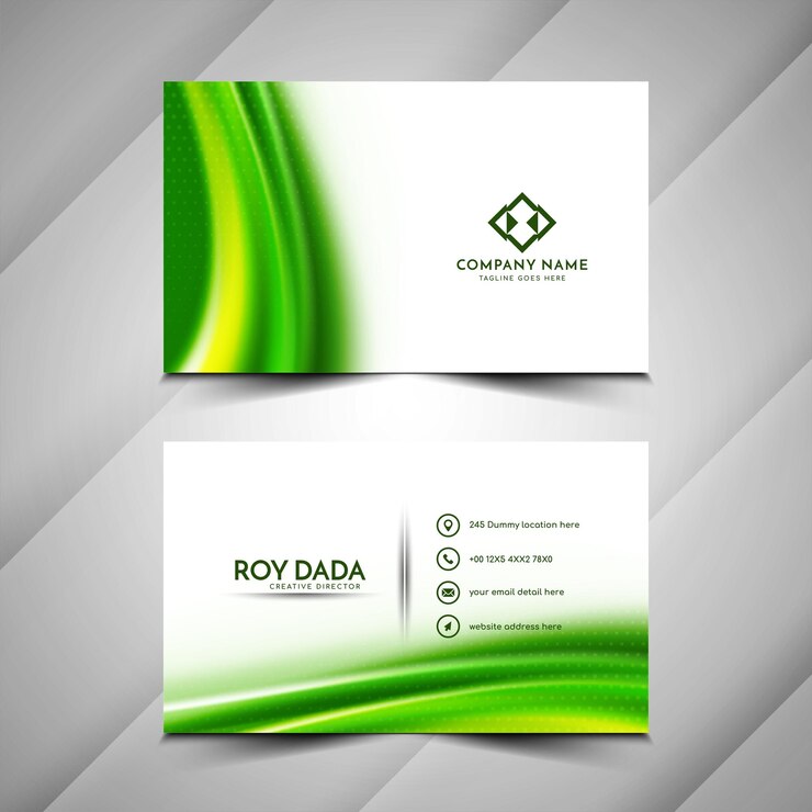 मुफ़्त वेक्टर elegant green color wave style business card template