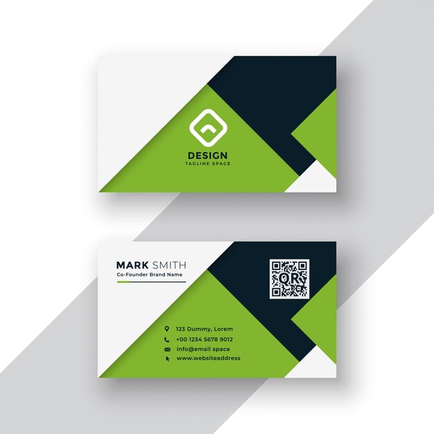 Элегантный зеленый геометрический дизайн визитной карточки