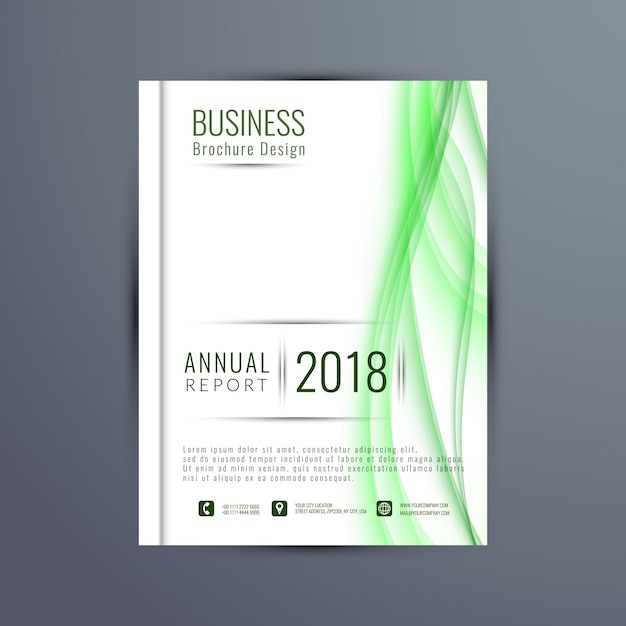 Элегантный зеленый волнистый шаблон бизнес брошюра
