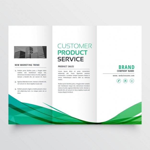 Elegant green wavy tri fold brochure for your business