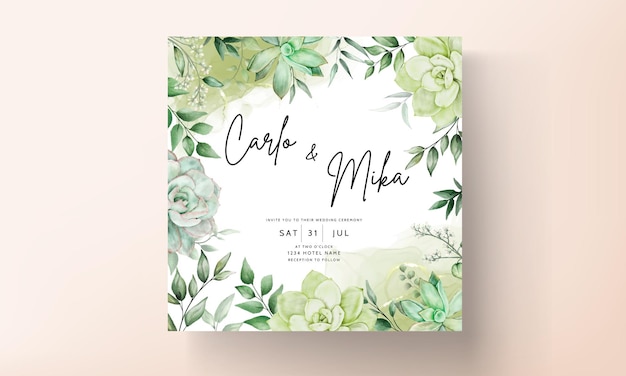 Free vector elegant greenery watercolor floral wedding invitation card