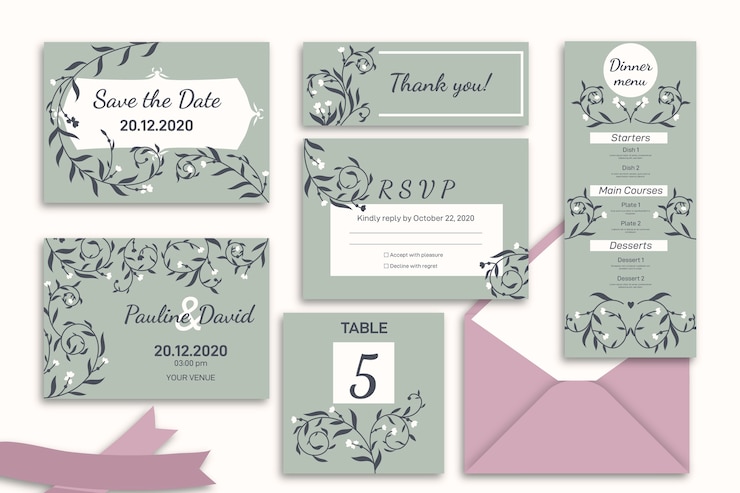 Free Vector elegant grey wedding templates