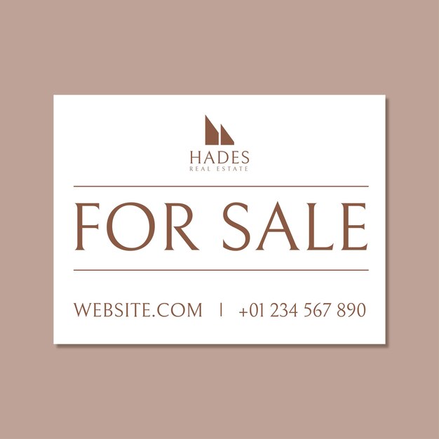 Free vector elegant hades real estate for sale yard sign