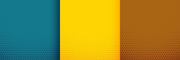 Free vector elegant halftone background set in turquoise yellow and brown colors