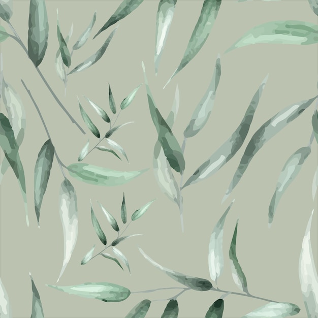 Elegant hand drawing eucalyptus leaves pattern