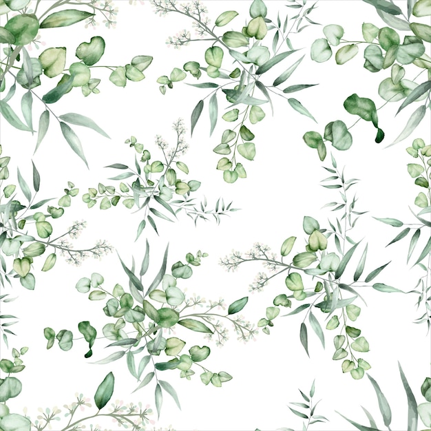 Бесплатное векторное изображение Элегантная рука рисунок листья эвкалипта узор