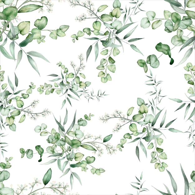 Free vector elegant hand drawing eucalyptus leaves pattern