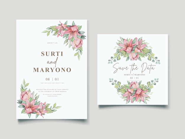 Free vector elegant hand drawing wedding invitation floral design