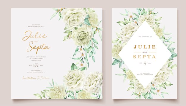 Elegant hand drawing wedding invitation floral design