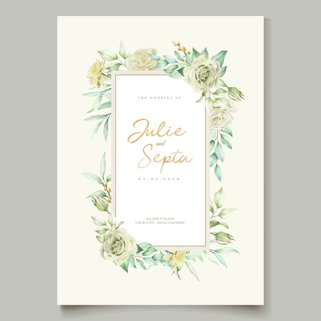 Elegant hand drawing wedding invitation floral design