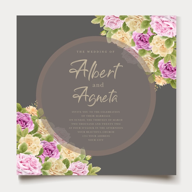 Elegant hand drawing wedding invitation floral design