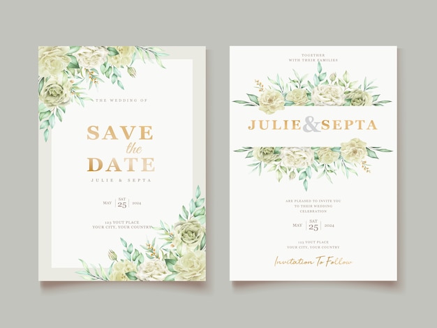 элегантный ручной рисунок свадебное приглашение цветочный дизайн