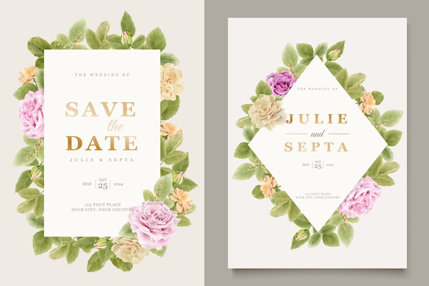Элегантный ручной рисунок свадебное приглашение цветочный дизайн