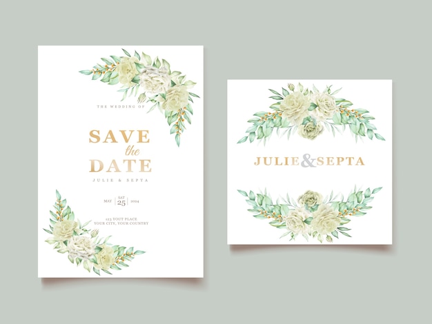 Free vector elegant hand drawing wedding invitation floral design