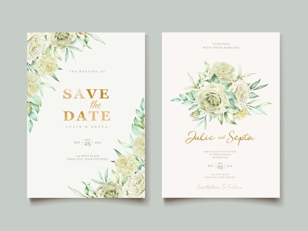 elegant hand drawing wedding invitation floral design