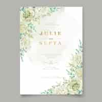 Free vector elegant hand drawing wedding invitation floral design