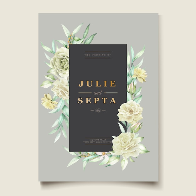 Free vector elegant hand drawing wedding invitation floral design