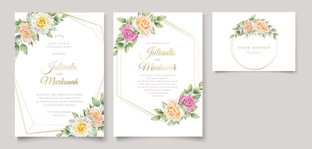 elegant hand drawing wedding invitation floral design