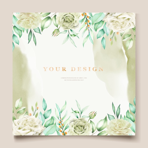 Elegant hand drawing wedding invitation floral design