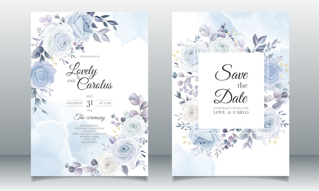 Elegant hand drawing wedding invitation floral design