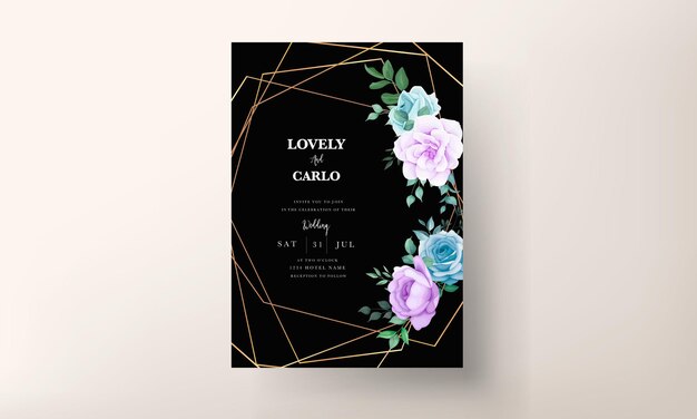 Elegant hand drawing wedding invitation floral design