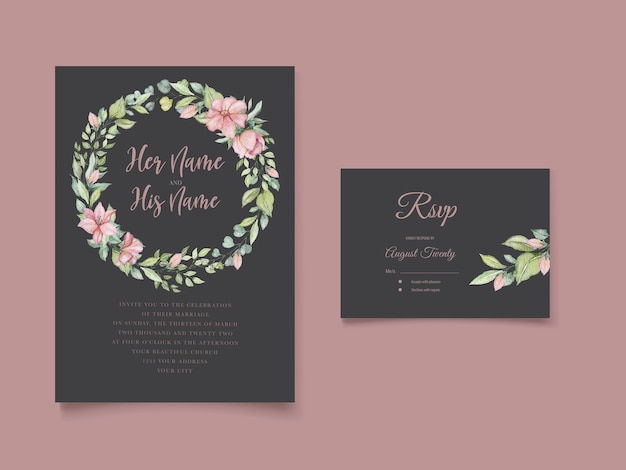 Free vector elegant hand drawing wedding invitation floral