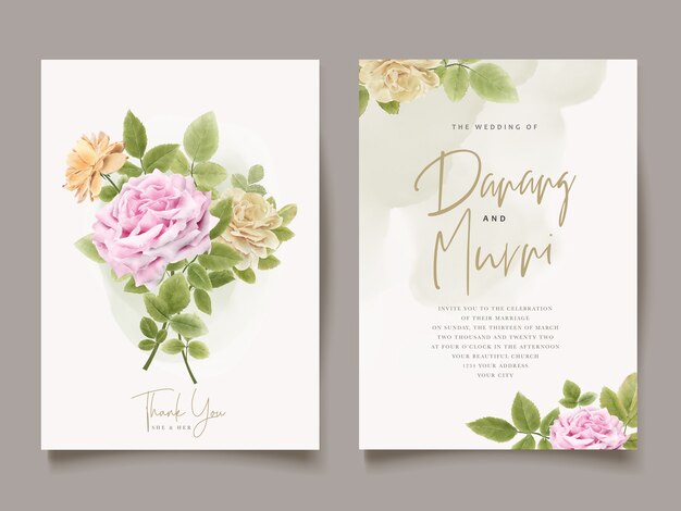 elegant hand drawing wedding invitation floral 