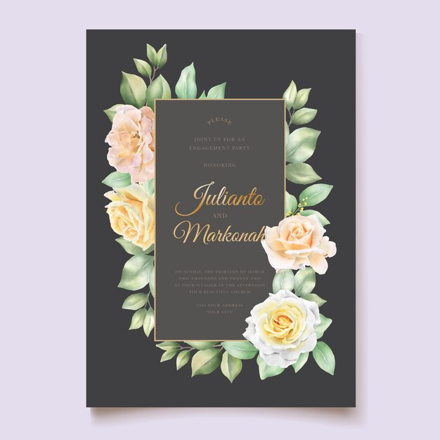 elegant hand drawing wedding invitation floral 