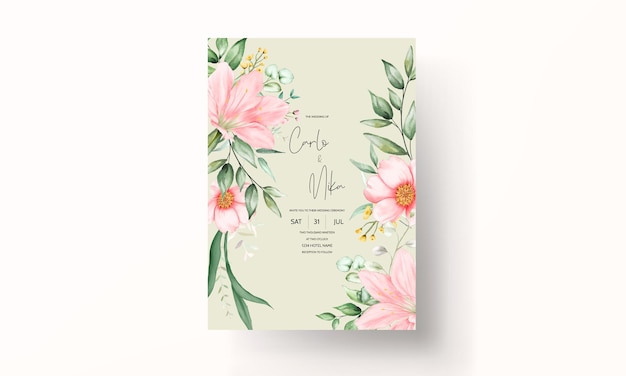 Free vector elegant hand drawing wedding invitation watercolor floral design