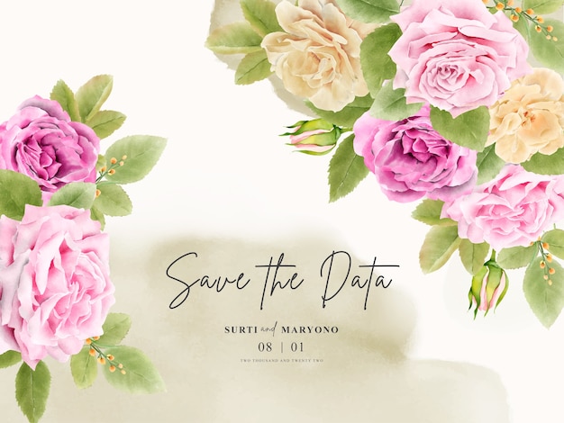 elegant hand drawing wedding invitation with floral design
