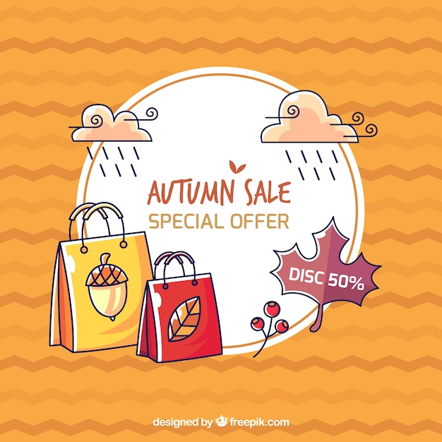 Free vector elegant hand drawn autumn sale composition