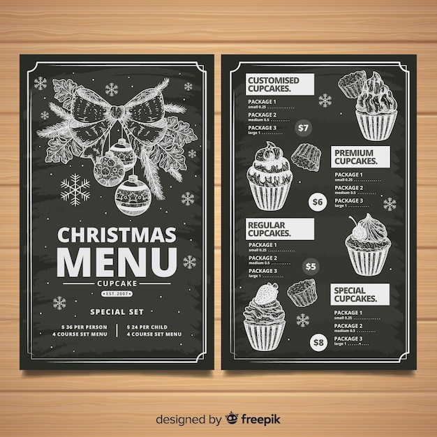 Elegant Hand Drawn Christmas Menu